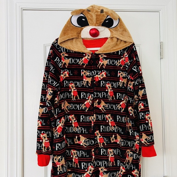 Other - Rudolph The Rednose Reindeer Adult XL Bodysuit Costume +DanDee Light up Headband